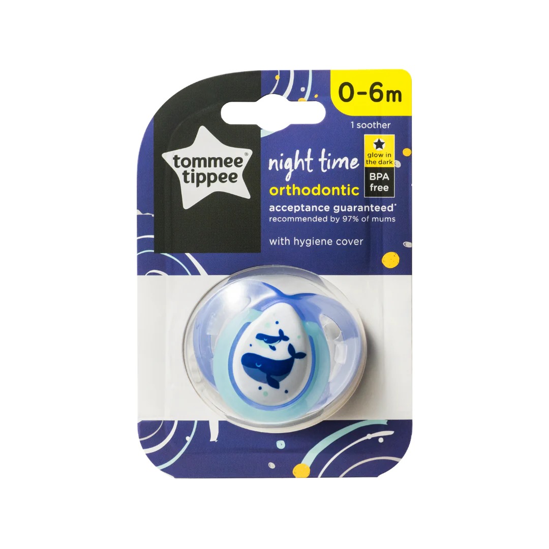 Tommee Tippee Night Time Orthodontic Soother with Hygiene (Glow in the Dark) - 1pk
